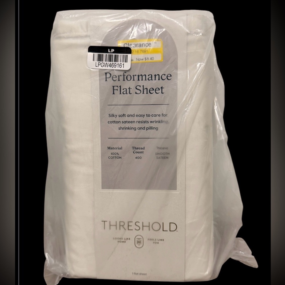 Threshold White Performance Flat Sheet - Cotton Sateen